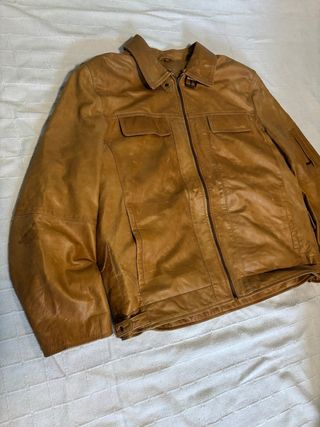 Chaqueta de cuero vintage marrón M