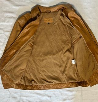 Chaqueta de cuero vintage marrón M