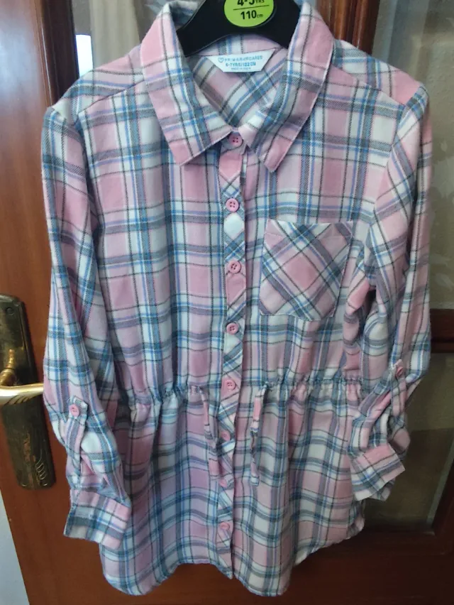 Camisa cuadros rosa niñas 6-7 años