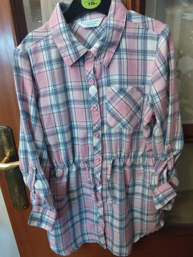 Camisa cuadros rosa niñas 6-7 años
