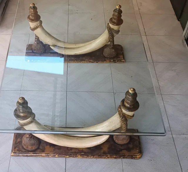 Mesa centro cristal y madera