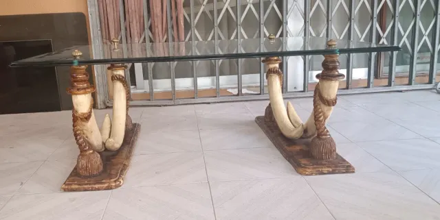 Mesa centro cristal y madera