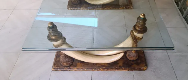 Mesa centro cristal y madera