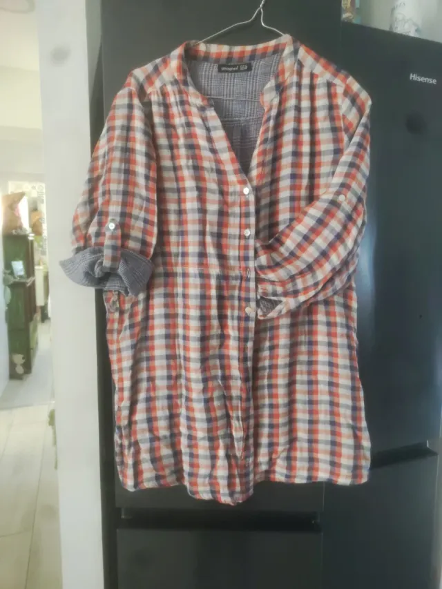 Camisa cuadros azul y naranja