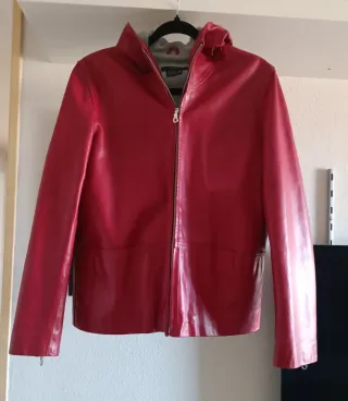 Chaqueta de cuero auténtico roja