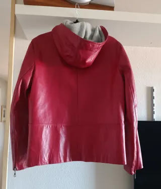 Chaqueta de cuero auténtico roja