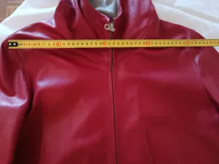 Chaqueta de cuero auténtico roja