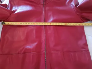 Chaqueta de cuero auténtico roja