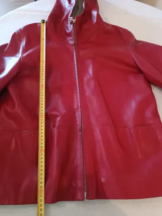 Chaqueta de cuero auténtico roja