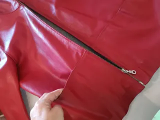 Chaqueta de cuero auténtico roja