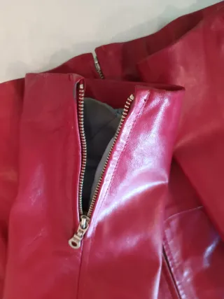Chaqueta de cuero auténtico roja