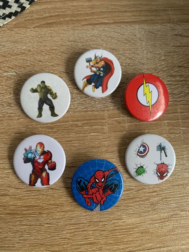 Lote 6 Chapas Superhéroes Marvel 38mm