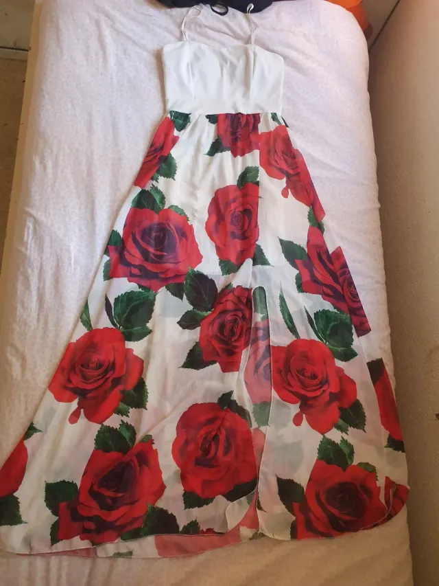 Vestido largo estampado rosas
