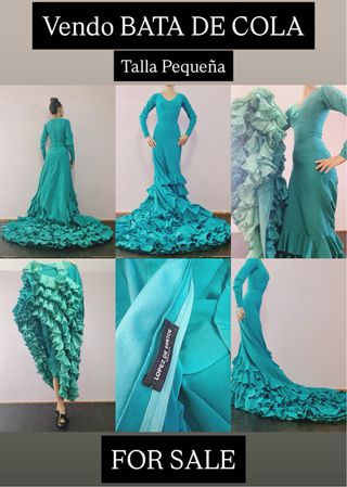 Bata de Cola Baile Flamenco Turquesa