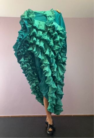 Bata de Cola Baile Flamenco Turquesa