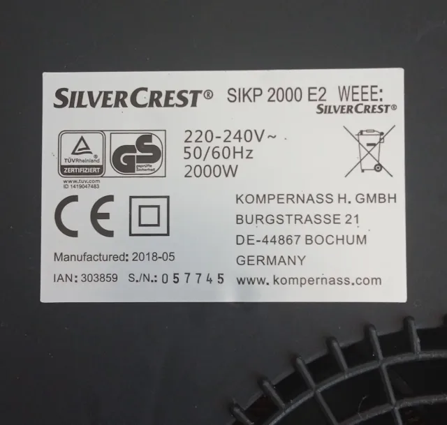 Placa Inducción Portátil Silvercrest