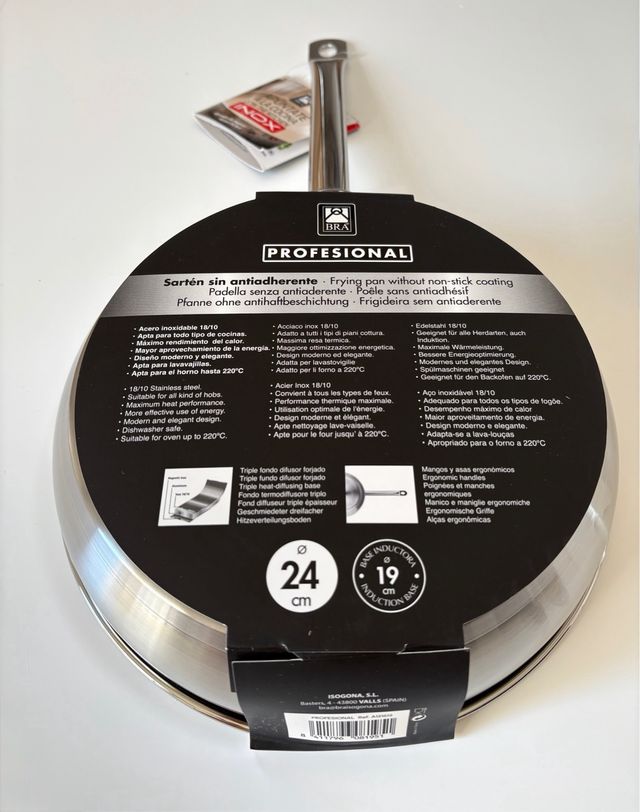 Frigideira BRA em aço inoxidável 24cm