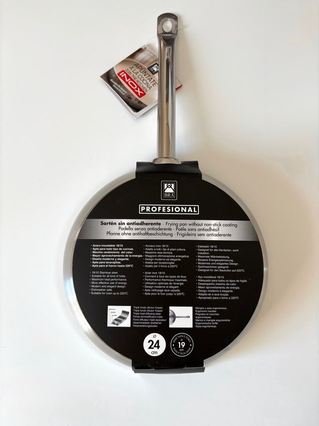 Frigideira BRA em aço inoxidável 24cm