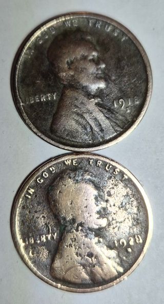 USA, 2 monete da 1 cent 1918 e 1928.Condizione BB.