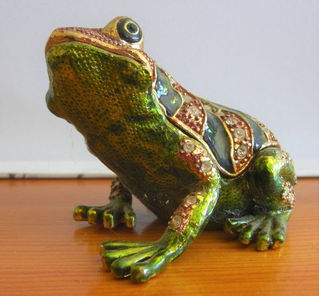 Caja Joyas Rana Oro y Verde