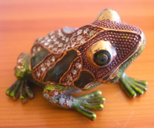 Caja Joyas Rana Oro y Verde