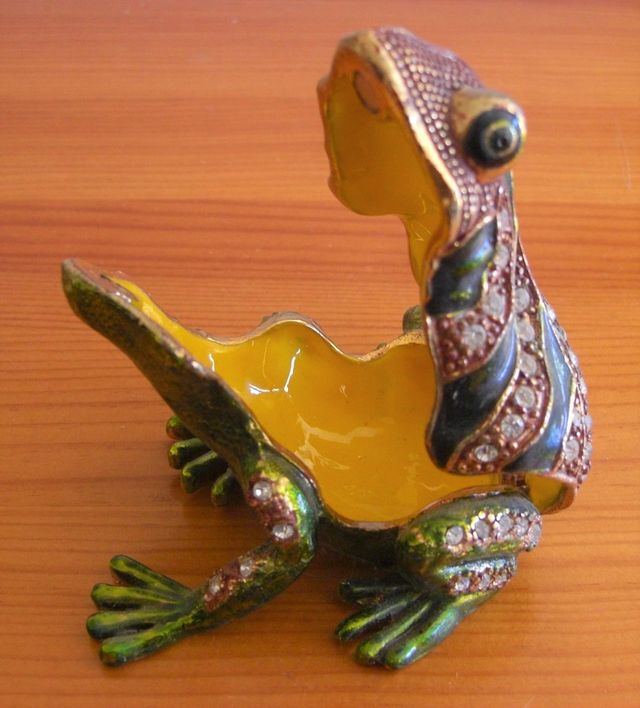 Caja Joyas Rana Oro y Verde