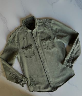 Sobrecamisa Zara Denim Verde Militar