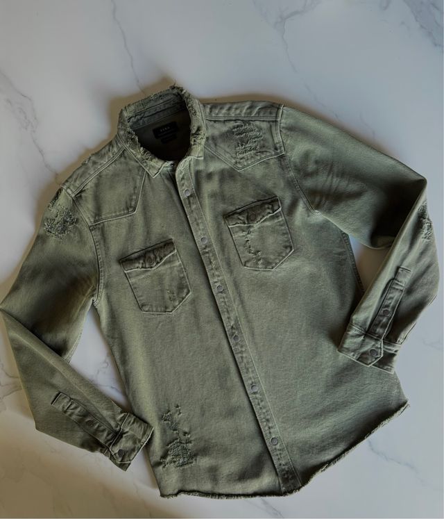 Sobrecamisa Zara Denim Verde Militar