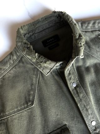 Sobrecamisa Zara Denim Verde Militar