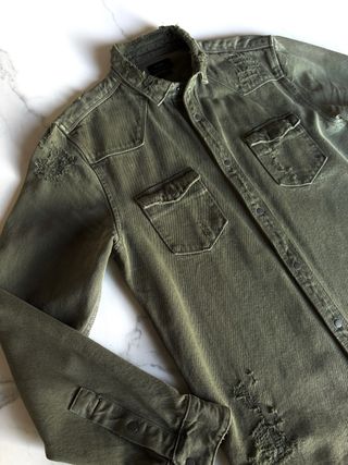 Sobrecamisa Zara Denim Verde Militar