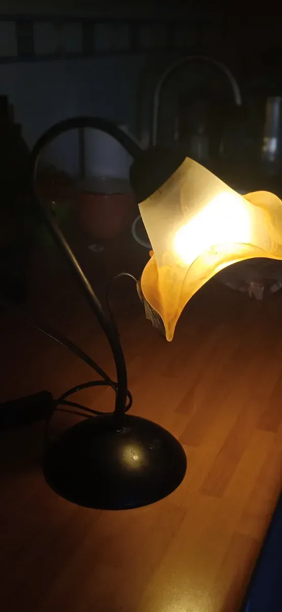 Lámpara de forja con tulipa flor cristal