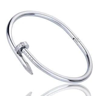 Bracciale rigido chiodo donna acciaio zirconi