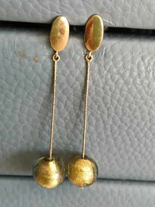 PENDIENTES ORO 18 KILATES Y CRISTAL MURANO