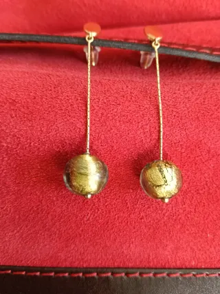 PENDIENTES ORO 18 KILATES Y CRISTAL MURANO