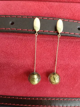 PENDIENTES ORO 18 KILATES Y CRISTAL MURANO