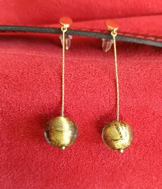 PENDIENTES ORO 18 KILATES Y CRISTAL MURANO