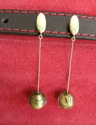 PENDIENTES ORO 18 KILATES Y CRISTAL MURANO