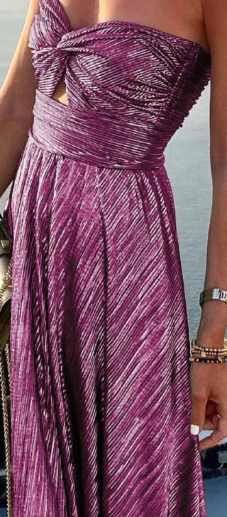 Vestido largo fiesta malva brillante