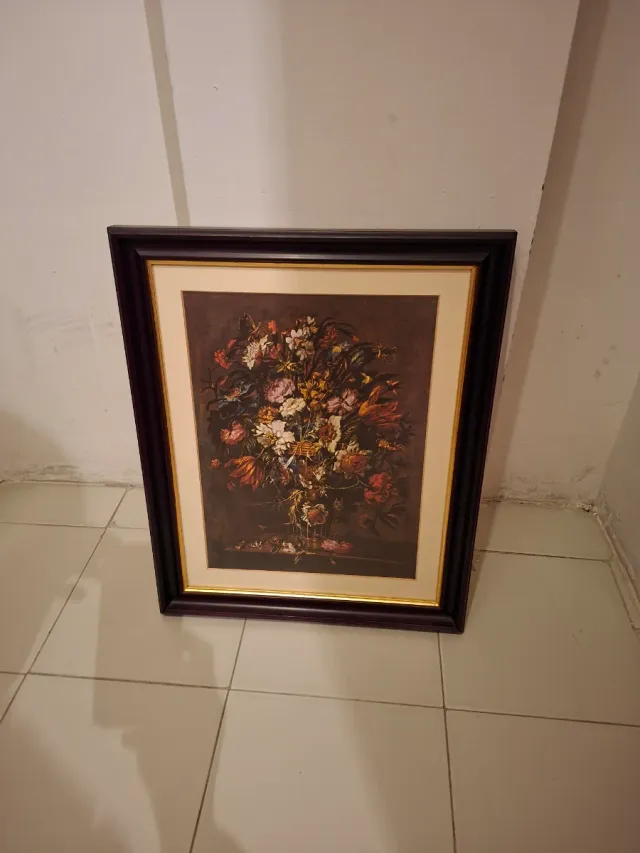 Cuadro floral marco madera