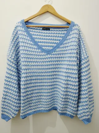 Maglione SHEIN azzurro e bianco taglia