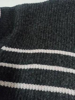 Jersey de rayas gris y rosa talla M