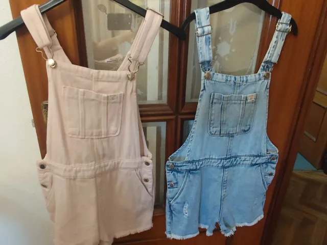 Shorts de peto vaquero y rosa niña 9-10 años