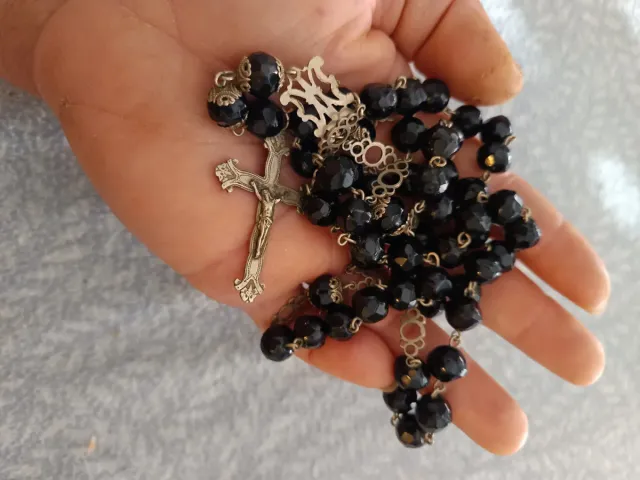 Rosario in argento e ebano del XVIII secolo