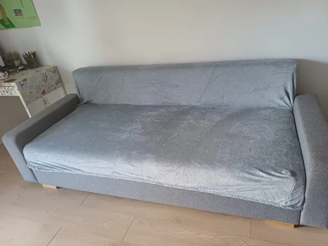 2 Fundas de sofá grises de tela y forro polar.