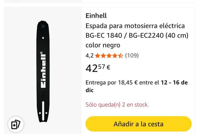 Espada motosierra Einhell 40cm