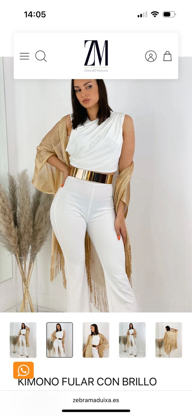 Fular/kimono y cinturón metálico dorado