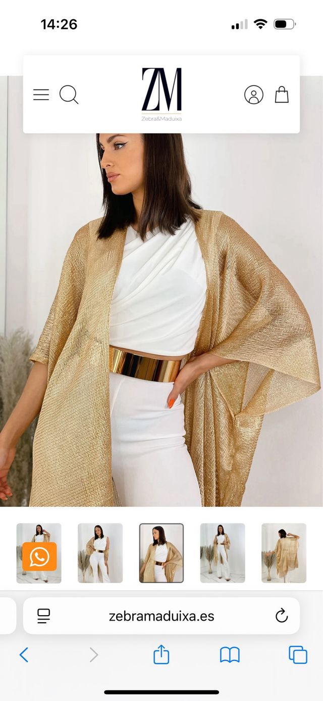 Fular/kimono y cinturón metálico dorado