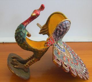 Caja Joyas Pavo Real Metálica