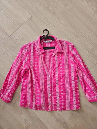 Camisa Zara Mujer Rosa Bordada