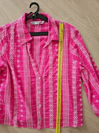 Camisa Zara Mujer Rosa Bordada